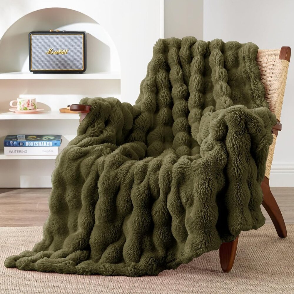 Home Rabbit Faux Fur Throw Blanket 50x60